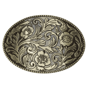 Belt Buckle | Oval Flower Gold