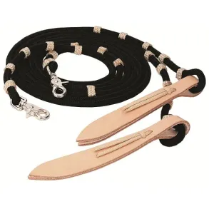 SPLIT REINS,VAQUERO,BLACK/TAN