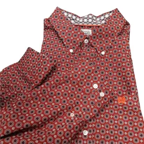 Cinch� Medallion Print Button-Down Mens Shirt - Bordeaux - XLarge