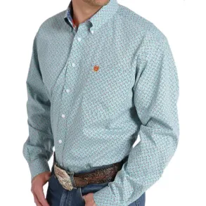 Cinch� Print Button-Down Mens Shirt - Tea Green - Small