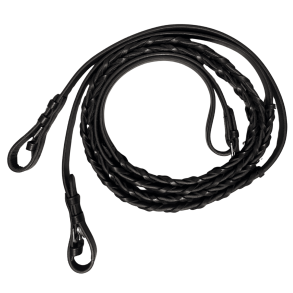 Raw Tack |�English Leather Braided Reins | Extra Long 180 cm | Black