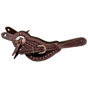 Raw Tack | Spur Strap w basket tooling and dots | Chestnut