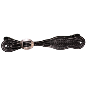 Raw Tack | Spur Strap w basket tooling | Black