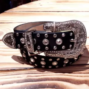 Wildfire L�derb�lte med Swarovski krystaller - Black 30