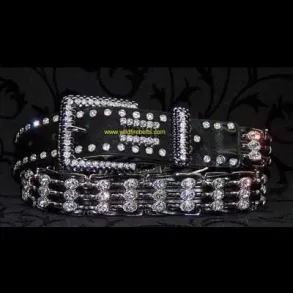 Wildfire B�lte med 3 r�kker krystaller i led - Black 30