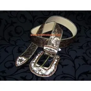 Wildfire B�lte med porcel�nssp�nde og Swarovski krystaller - Golden/White