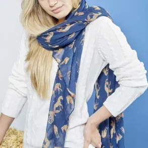 Toggi Frederica Scarf - Midnight Blue Horseprint
